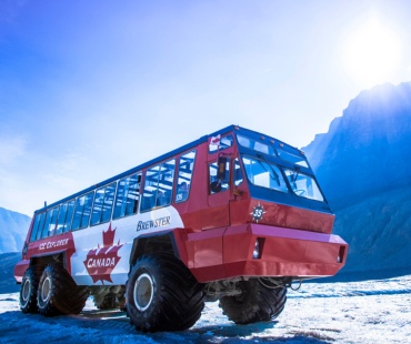 The ice explorer ice truck on the glaciers The ice explorer ice truck on the glaciers
