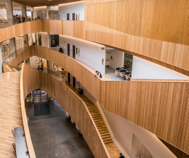 The wooden architecture inside Calgary Central Library The wooden architecture inside Calgary Central Library