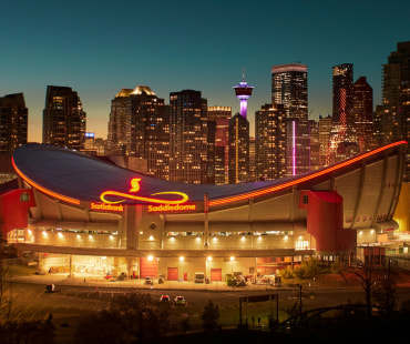 The Calgary saddledome lighting up at night The Calgary saddledome lighting up at night
