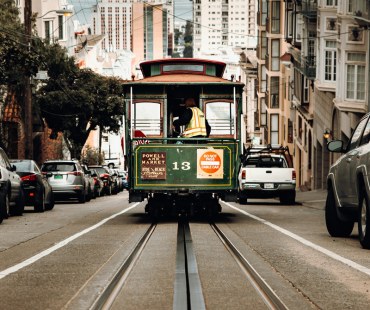 A view of the Cable Cars on the steep streets of San Francisco A view of the Cable Cars on the steep streets of San Francisco