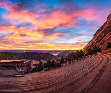 Red Rocks Amphitheatre in Denver at Sunset Red Rocks Amphitheatre in Denver at Sunset