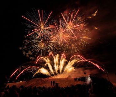 Torchlights and Fireworks on the ski hill Torchlights and Fireworks on the ski hill
