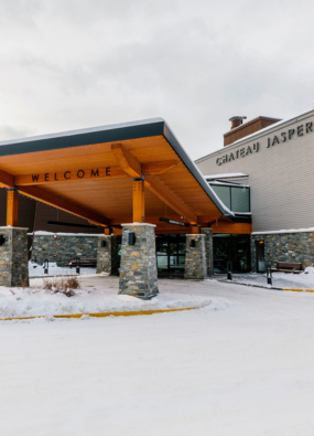Exterior of Chateau Jasper in Winter - Thumbnail