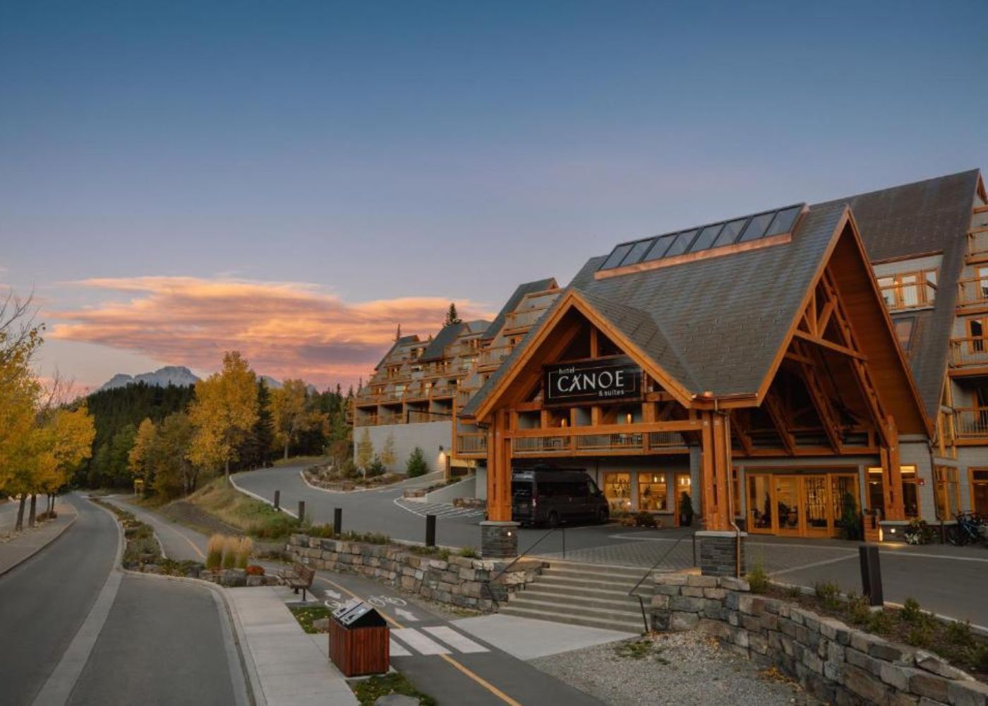 Exterior with mountain views at Sunset