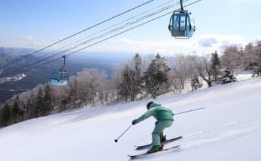 Gondola and Skier at Appi Kogen